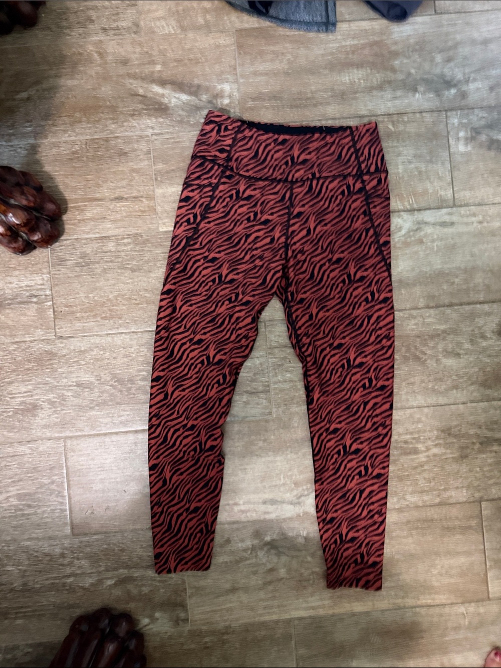 Victoria's Secret Black and dark orange  Zebra-Print Leggings